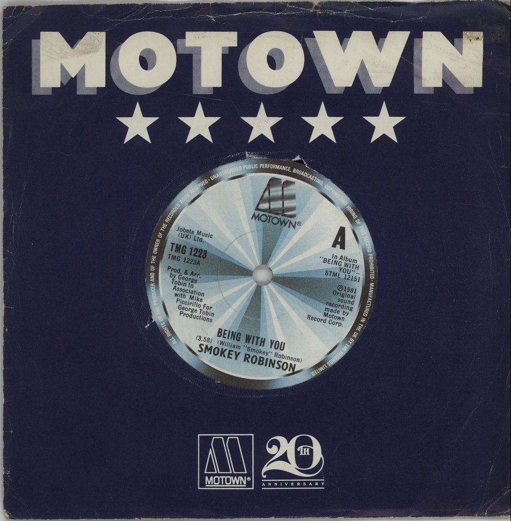 Smokey Robinson Being With You - Solid UK 7" vinyl single (7 inch record / 45) TMG1223