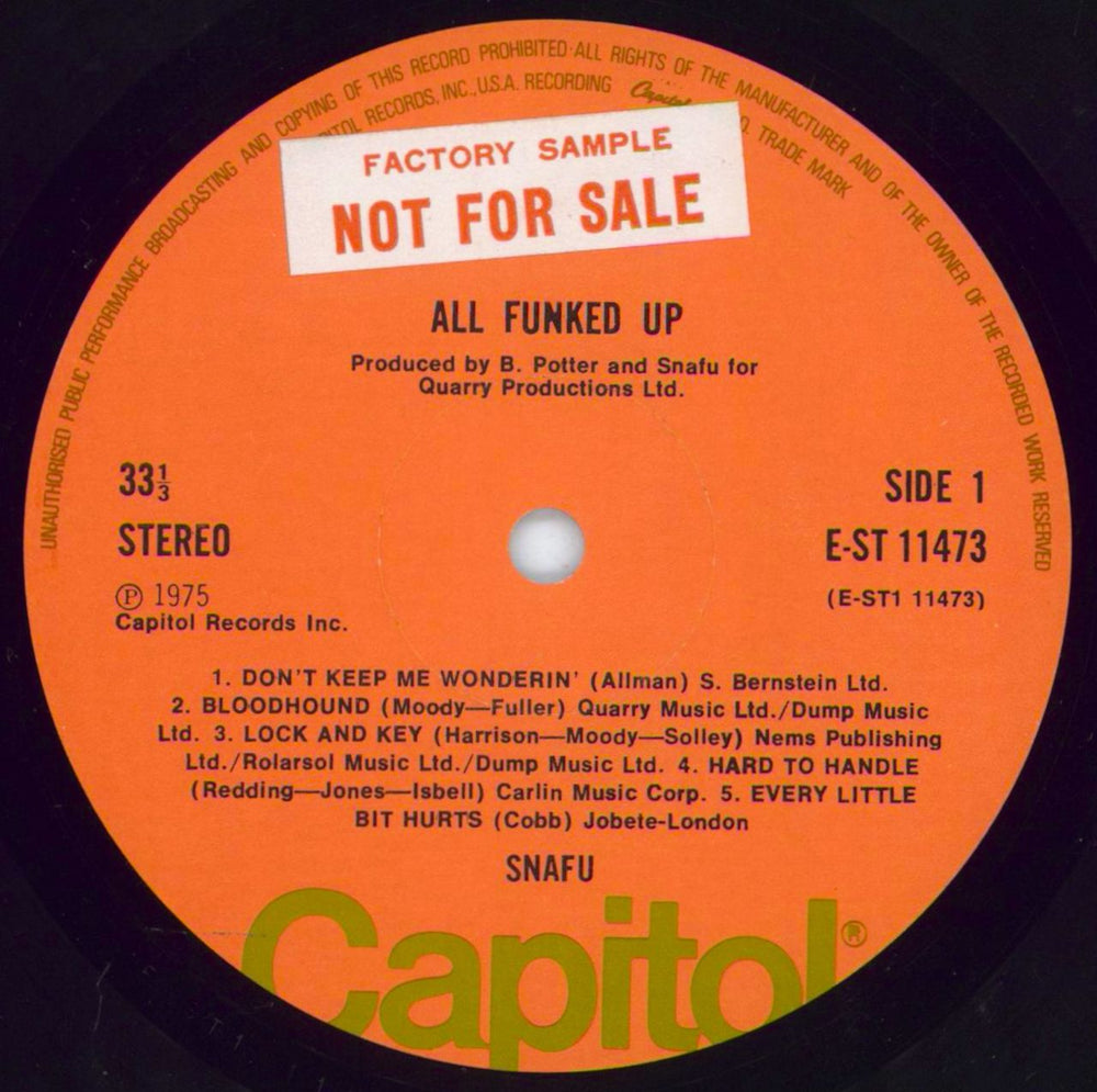 Snafu All Funked Up - Sample stickered US vinyl LP album (LP record) NFULPAL804921