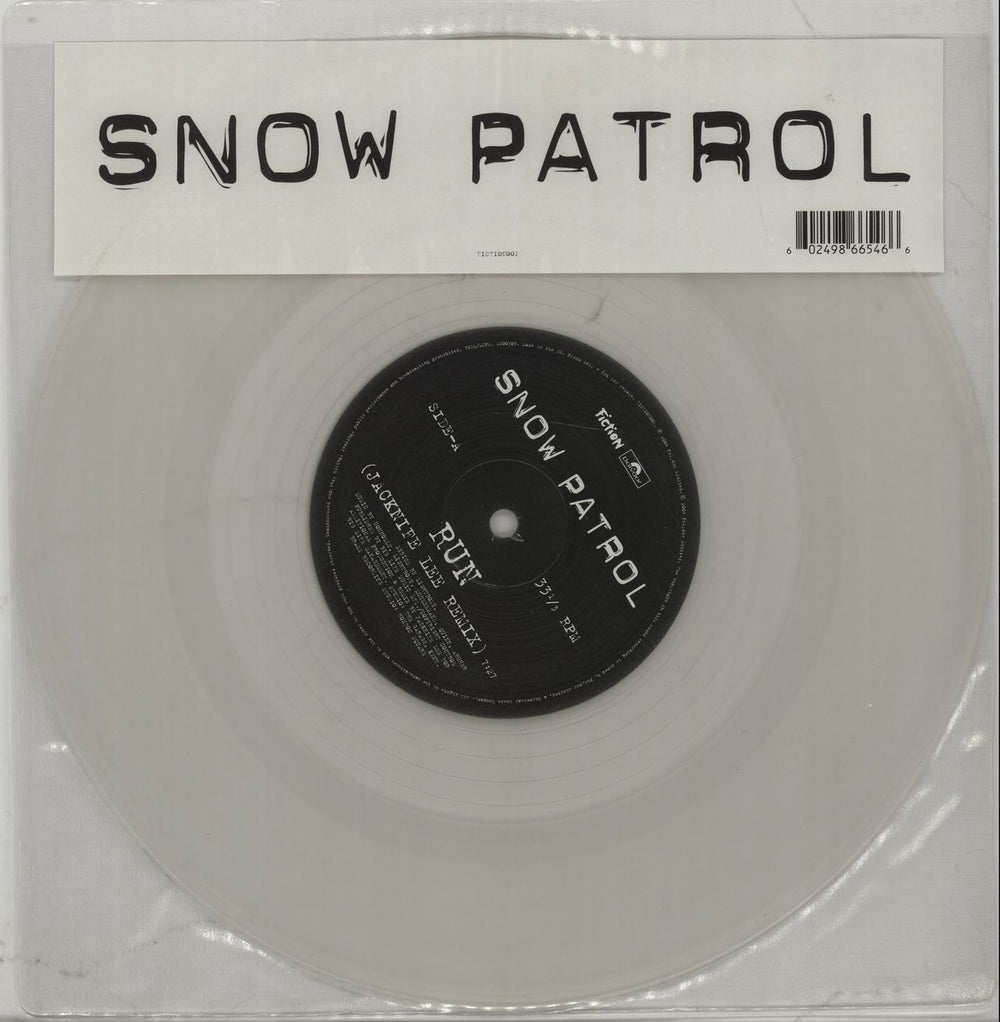 Snow Patrol Run - Clear Vinyl UK 10" vinyl single (10 inch record) FICTION001