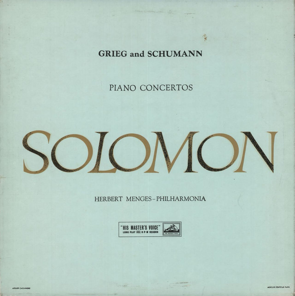 Solomon Grieg And Schumann Piano Concertos - 3rd UK vinyl LP album (LP record) ASD272