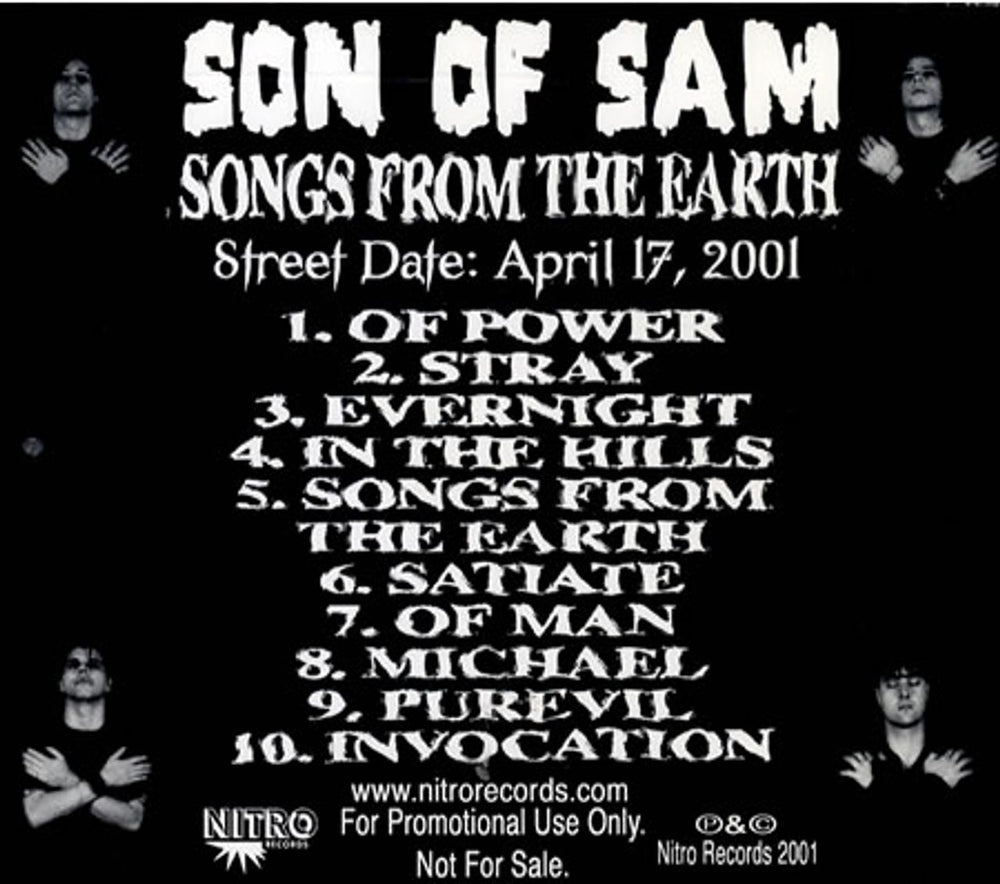 Son Of Sam Songs From The Earth US Promo CD album (CDLP) S3-CDSO463531