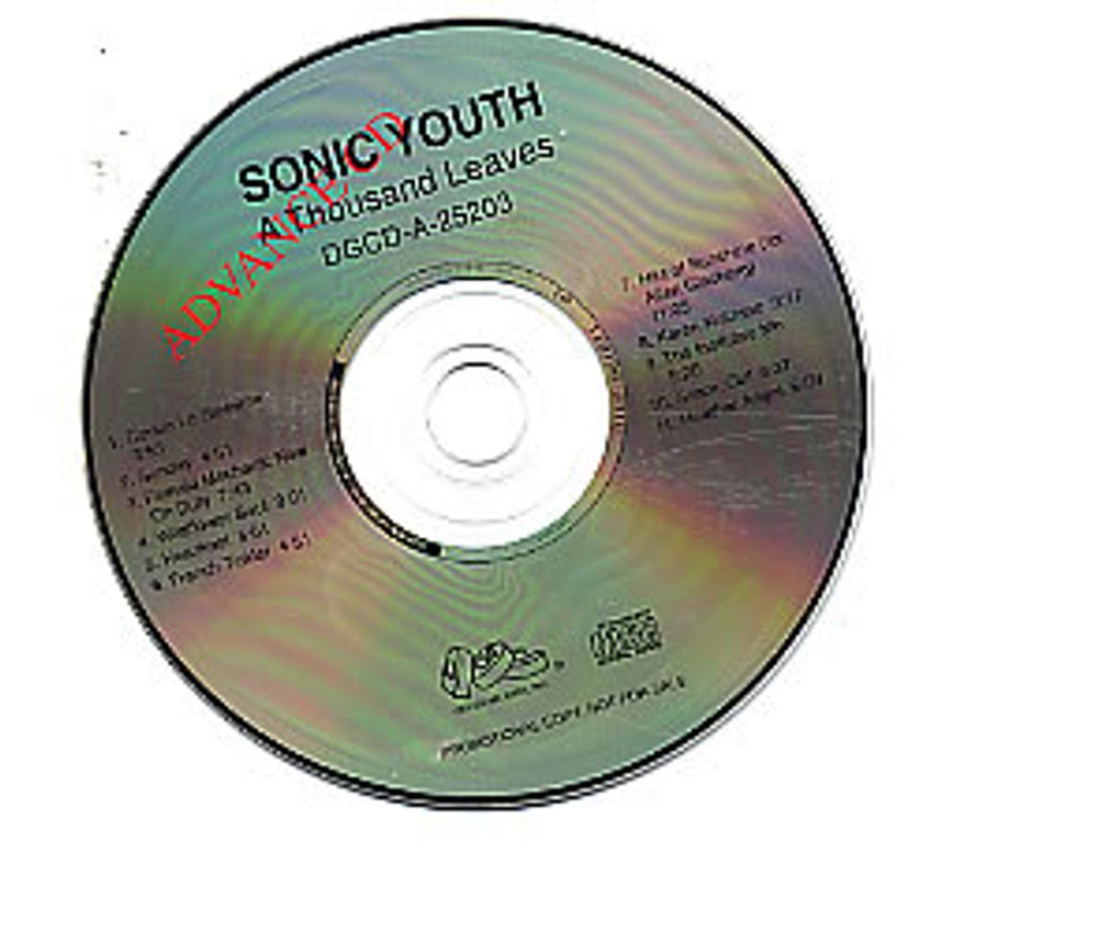 Sonic Youth A Thousand Leaves US Promo CD album (CDLP) DGCD-A-25203