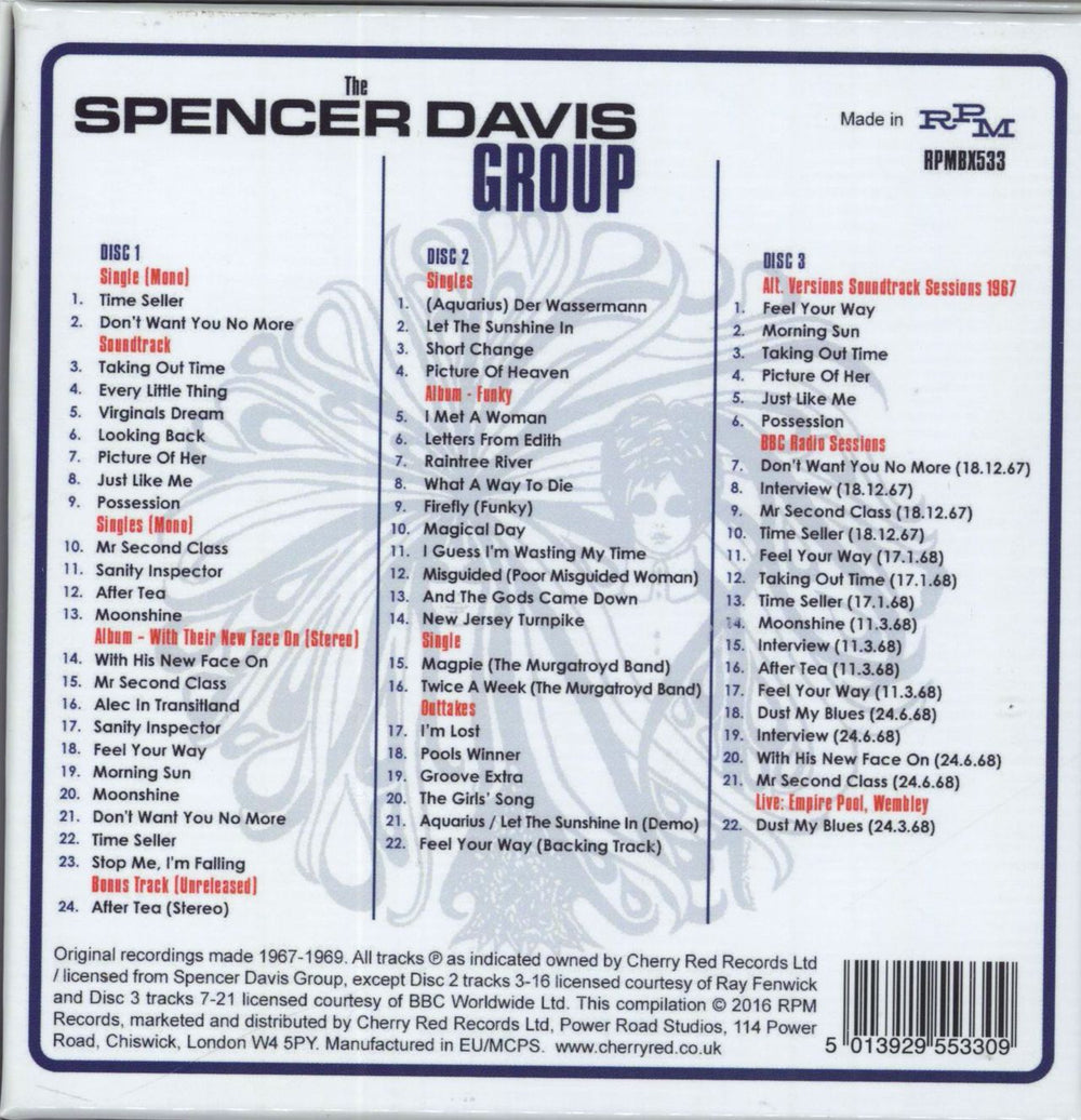 Spencer Davis Group Taking Out Time [Complete Recordings 1967-1969] UK 3-CD album set (Triple CD) 5013929553309