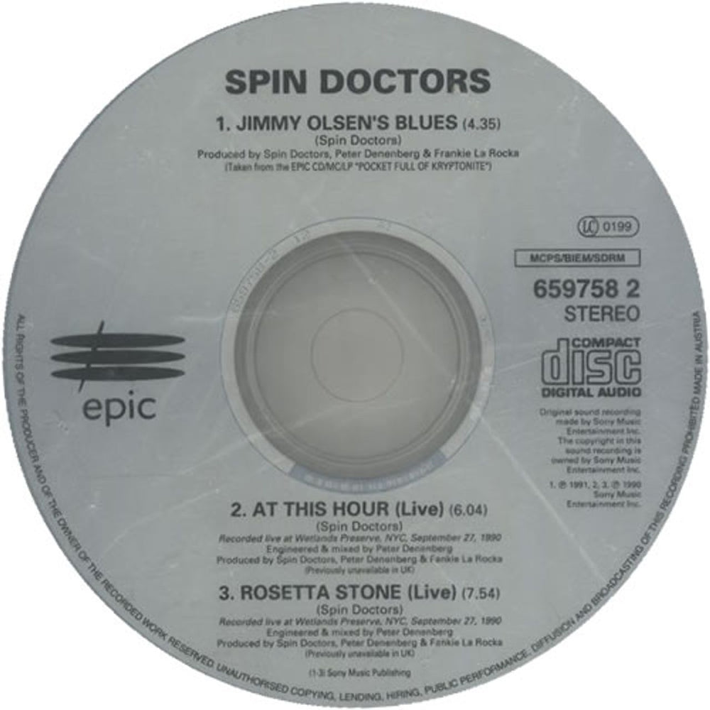 Spin Doctors Jimmy Olsen's Blues UK CD single (CD5 / 5") SPDC5JI85542