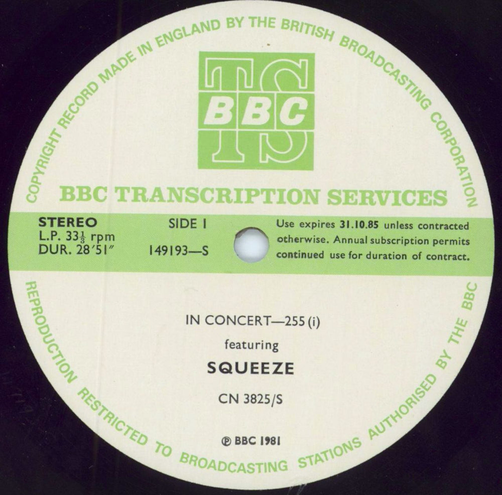 Squeeze In Concert 255 UK Promo vinyl LP album (LP record) CN3825/S