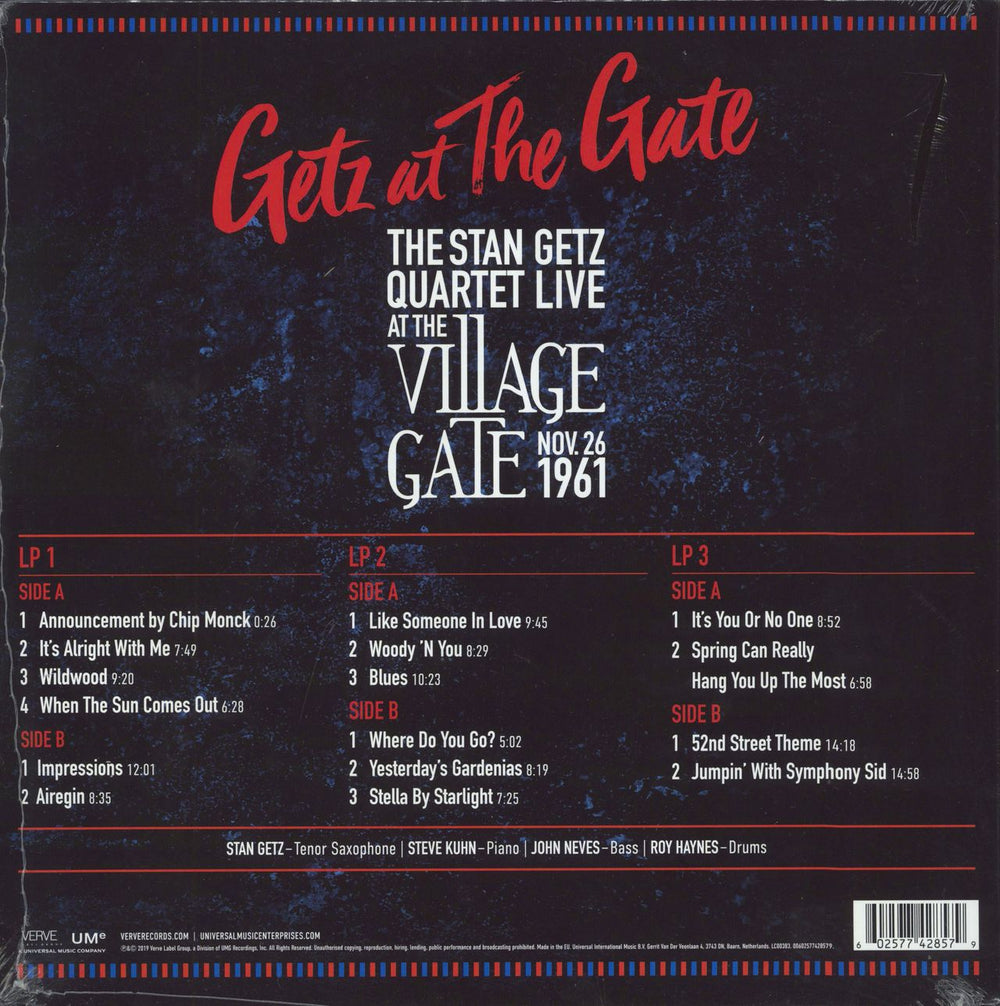 Stan Getz Getz At The Gate - Sealed UK 3-LP vinyl record set (Triple LP Album) 602577428579