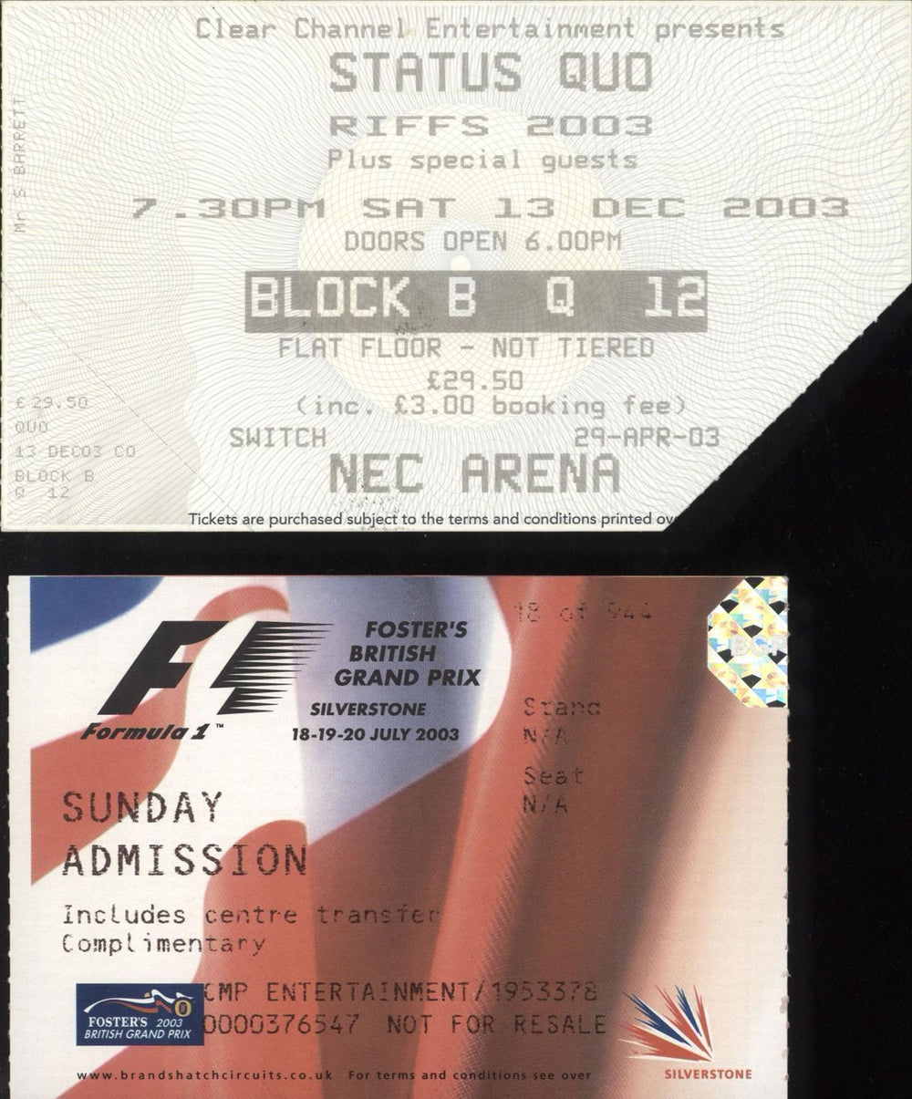 Status Quo Riffs World Tour 2003-2004 + Ticket Stubs UK tour programme QUOTRRI384251