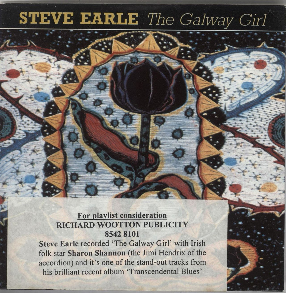 Steve Earle The Galway Girl UK Promo CD single (CD5 / 5") XPCD2510