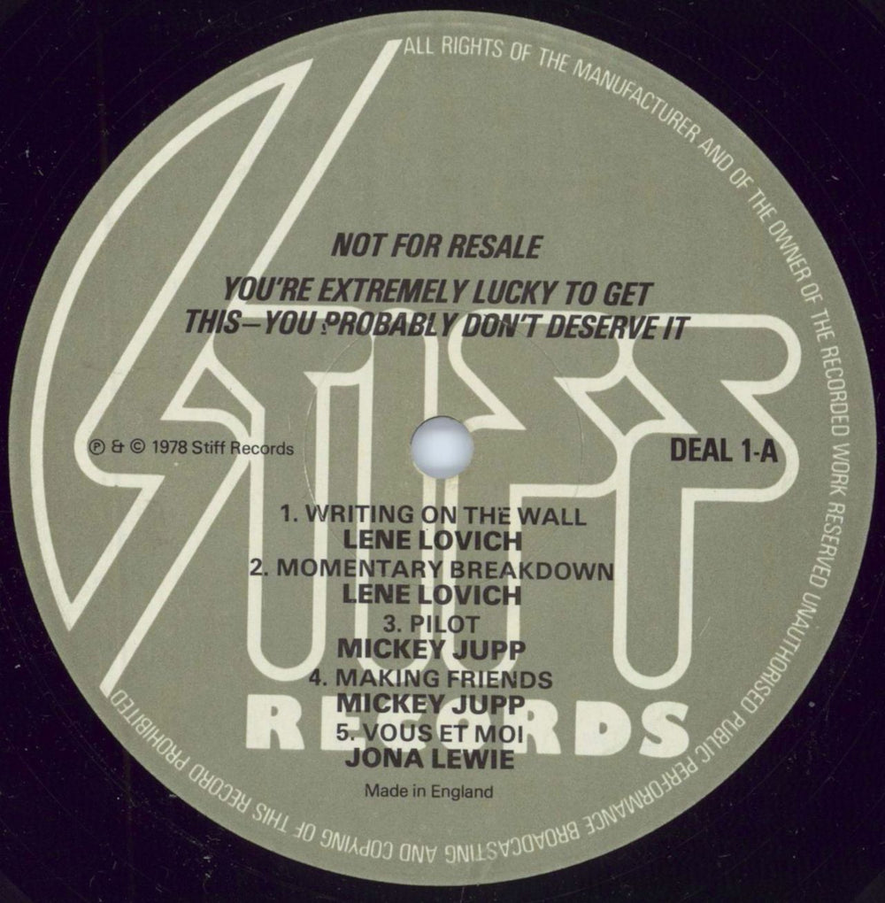 Stiff Records Be Stiff Tour Sampler UK Promo vinyl LP album (LP record) SX8LPBE797400