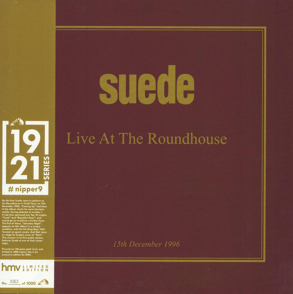 Suede Live At The Roundhouse (15th December 1996) - Gold vinyl UK vinyl LP album (LP record) DEMREC728