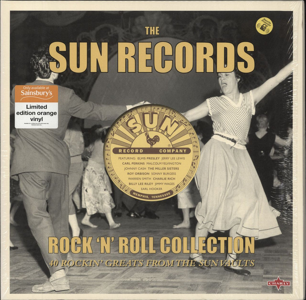 Sun Records The Sun Records Rock 'n' Roll Collection - Orange Vinyl UK 2-LP vinyl record set (Double LP Album) CHARLYL242