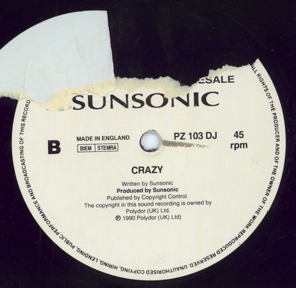 Sunsonic Driveaway UK 12" vinyl single (12 inch record / Maxi-single) SUO12DR796212