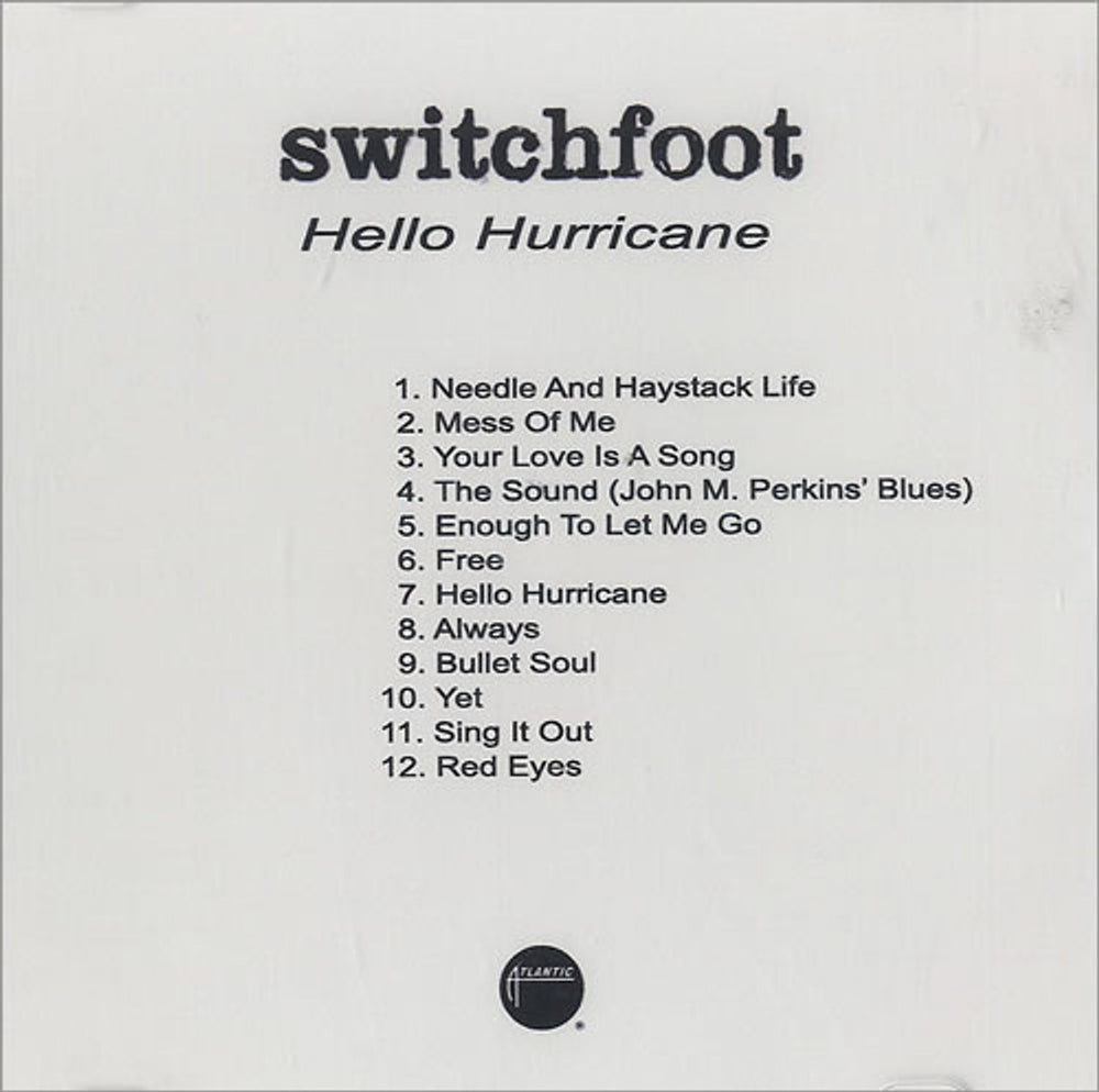 Switchfoot Hello Hurricane US Promo CD-R acetate CD-R ACETATE