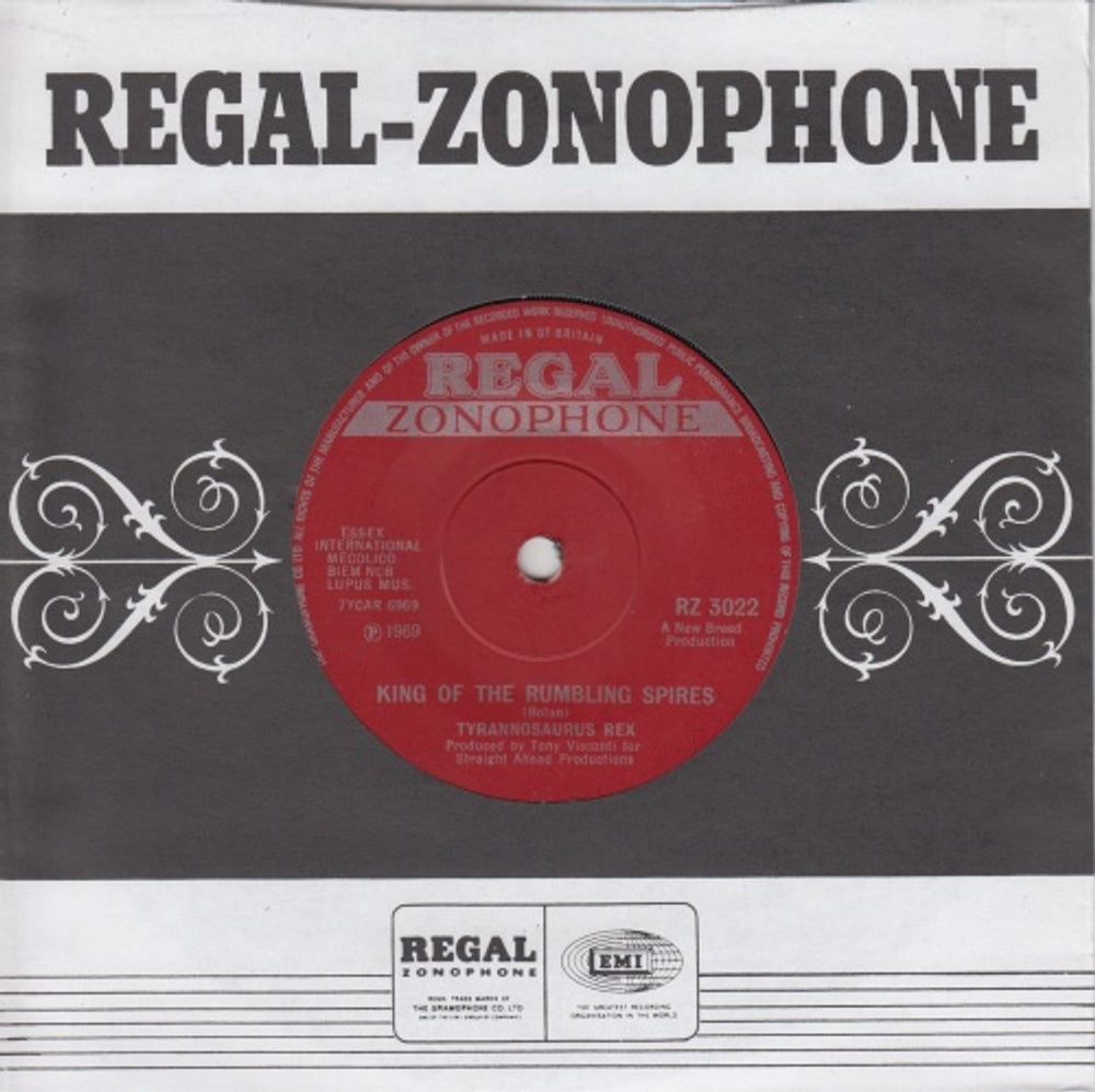 T-Rex / Tyrannosaurus Rex King Of The Rumbling Spires - Solid UK 7" vinyl single (7 inch record / 45) RZ3022