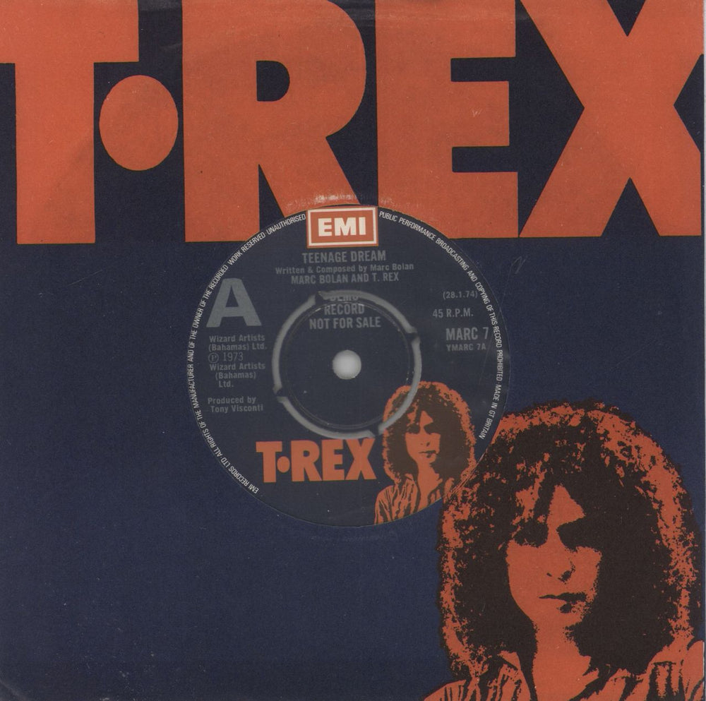 T-Rex / Tyrannosaurus Rex Teenage Dream - Demo Record UK Promo 7" vinyl single (7 inch record / 45) MARC7