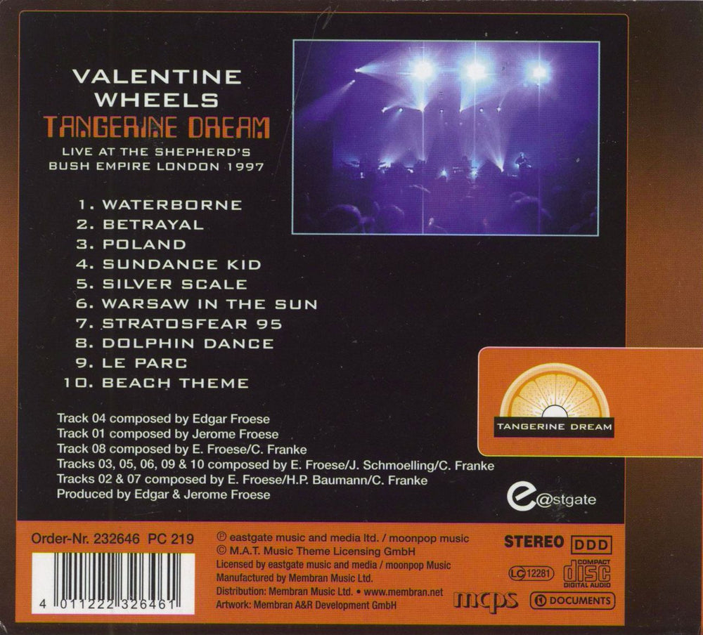 Tangerine Dream Valentine Wheels German CD album (CDLP) 4011222326461