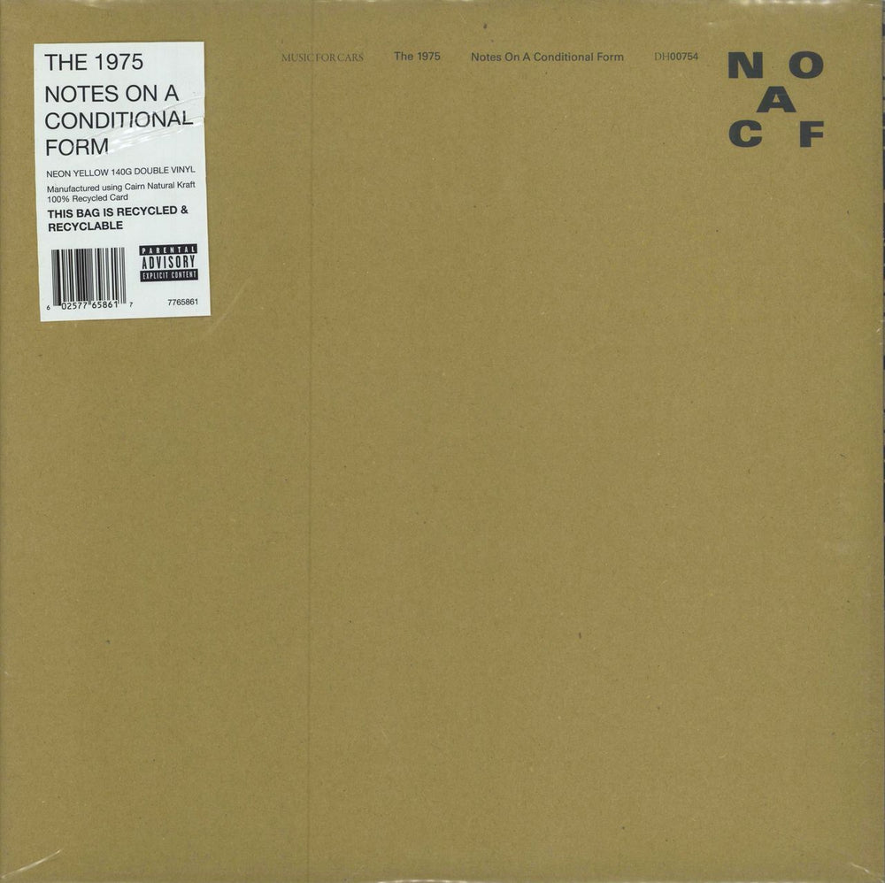 The 1975 Notes On A Conditional Form - Neon Yellow Vinyl + Outer Bag UK 2-LP vinyl record set (Double LP Album) DH00754 / 7765861