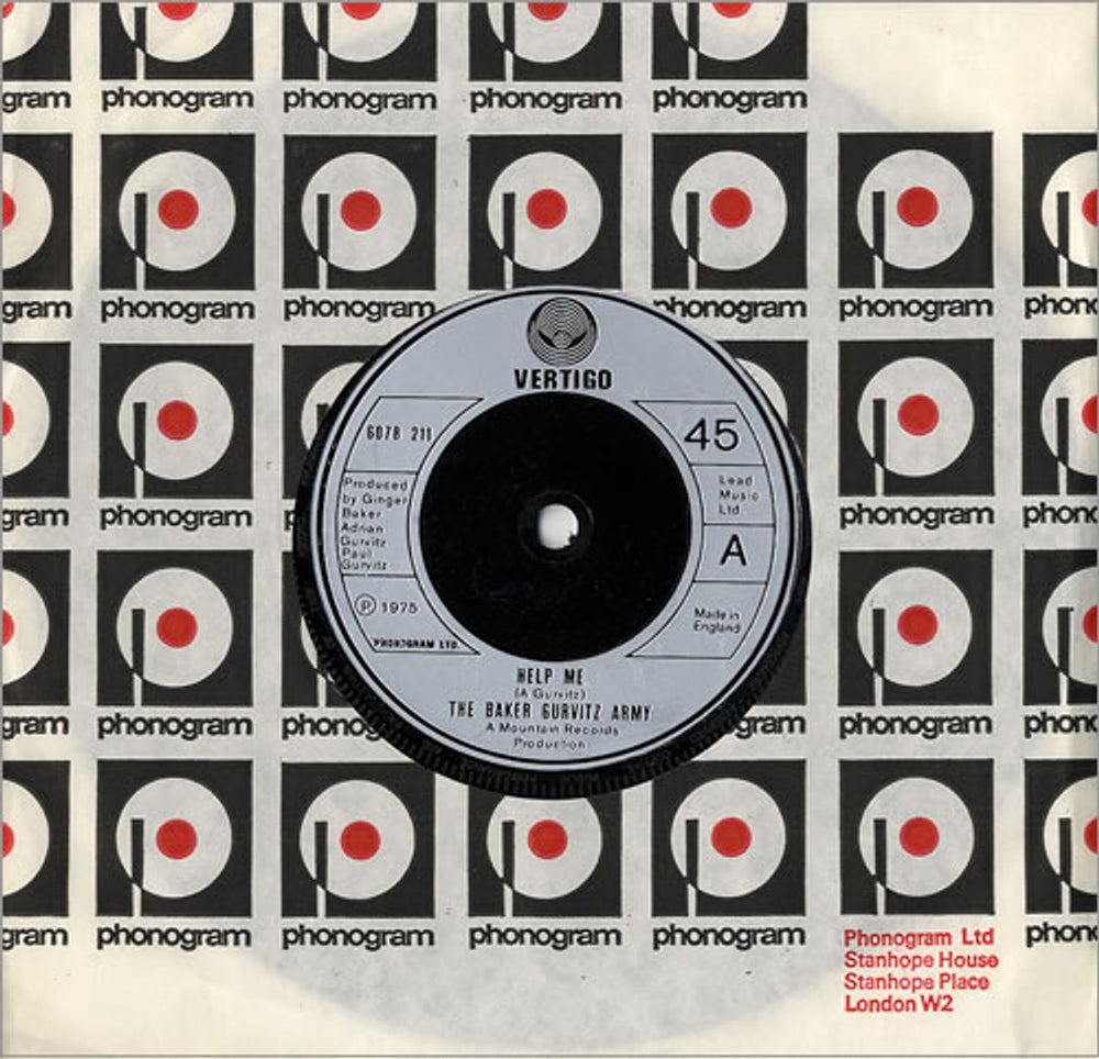 The Baker Gurvitz Army Help Me UK 7" vinyl single (7 inch record / 45) 6078211