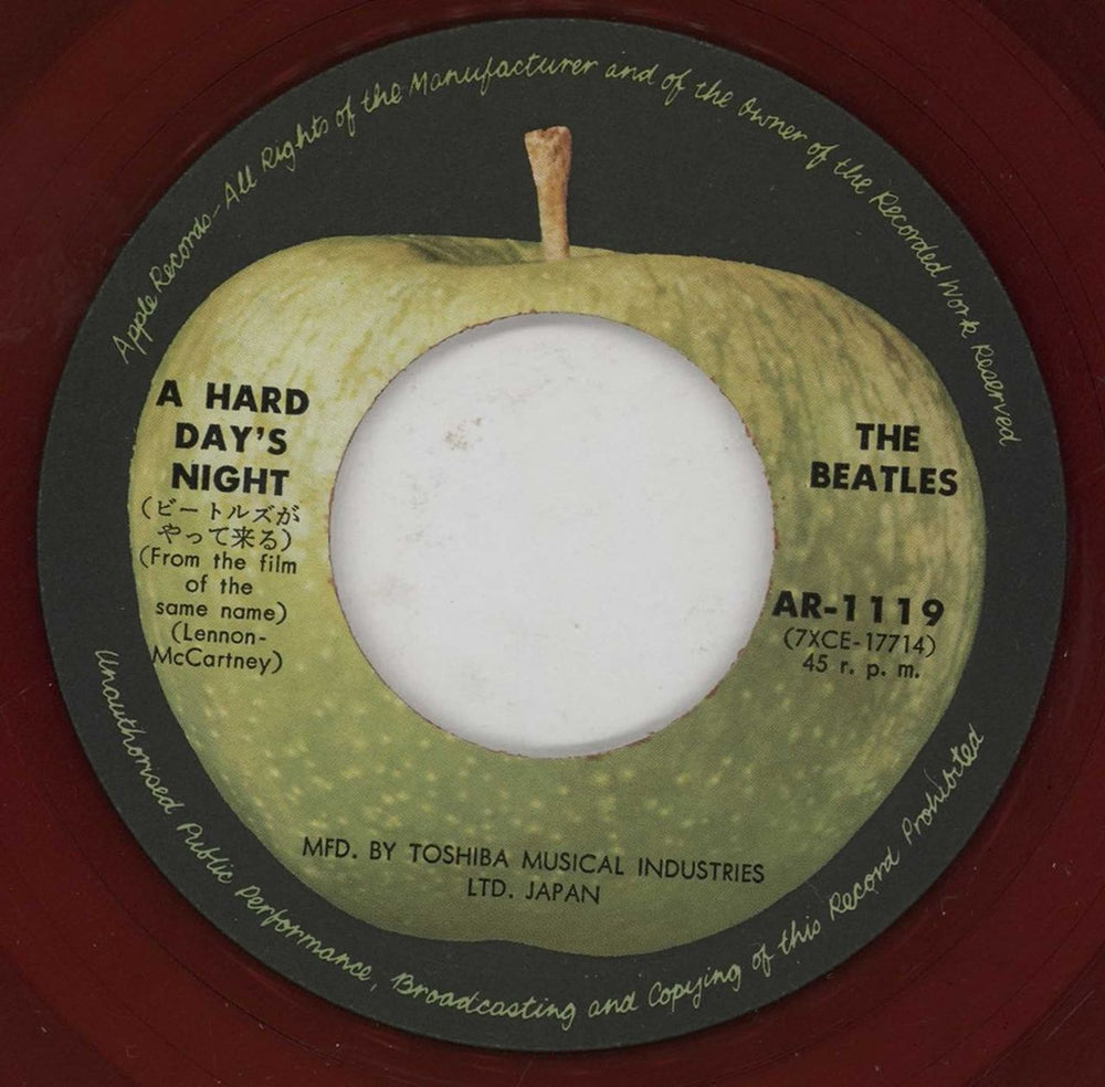 The Beatles A Hard Day's Night - Red Vinyl Japanese 7" vinyl single (7 inch record / 45) BTL07AH520159