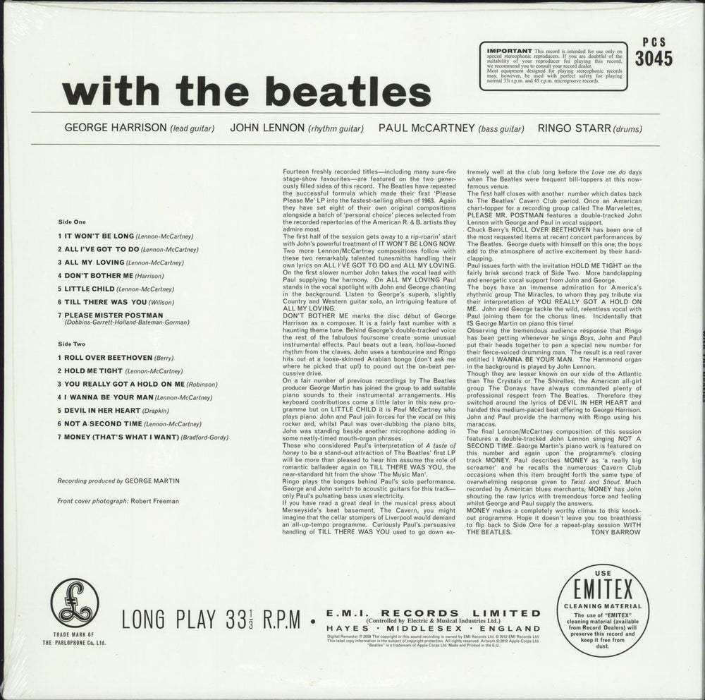 The Beatles With The Beatles: Remastered - 180gm Vinyl - Sealed UK vinyl LP album (LP record) 094638242017