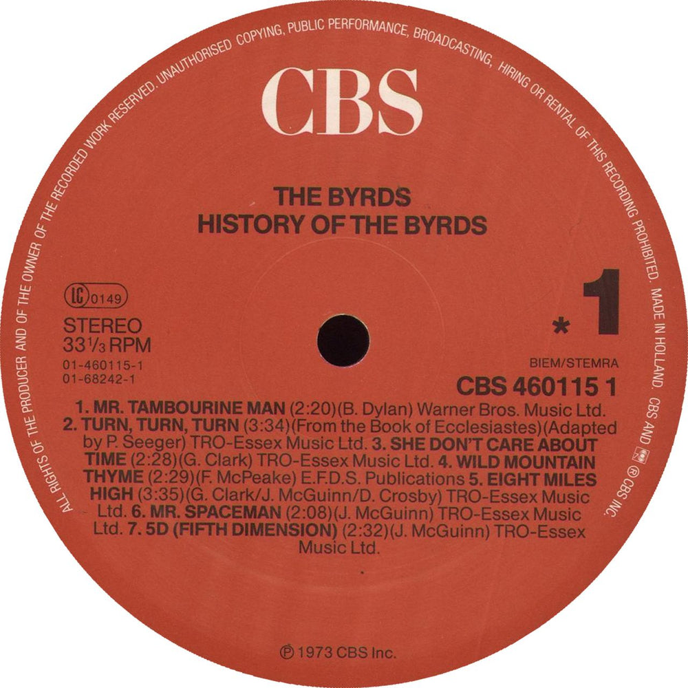 The Byrds History Of The Byrds - Red Label + Gatefold Dutch 2-LP vinyl record set (Double LP Album) BYR2LHI710112