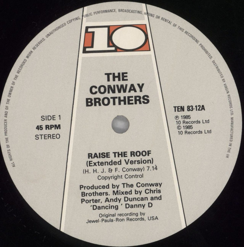 The Conway Brothers Raise The Roof UK 12" vinyl single (12 inch record / Maxi-single) U9Y12RA825368