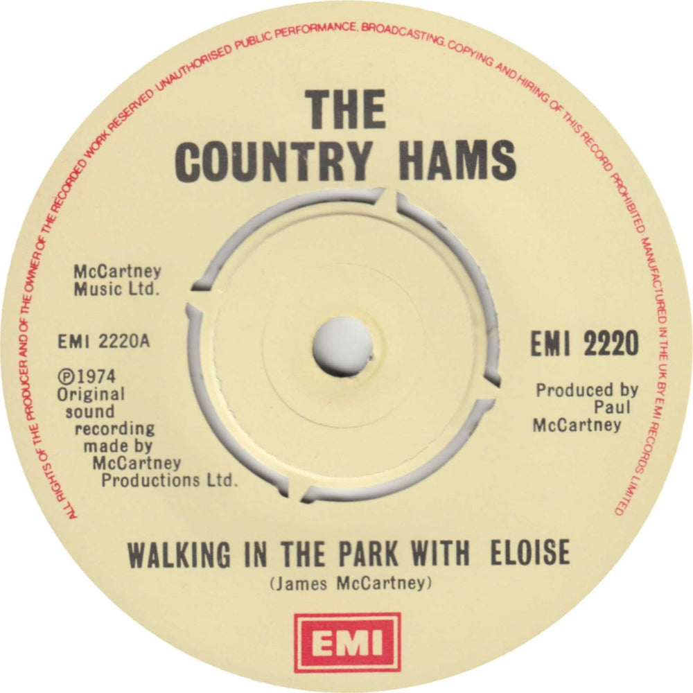 The Country Hams Walking In The Park With Eloise - 2nd UK 7" vinyl single (7 inch record / 45) C-H07WA92904