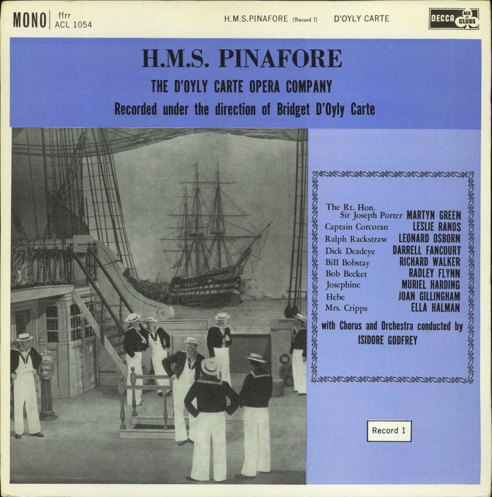 The D'Oyly Carte Opera Company H.M.S. Pinafore UK 2-LP vinyl record set (Double LP Album) ACL1054/55