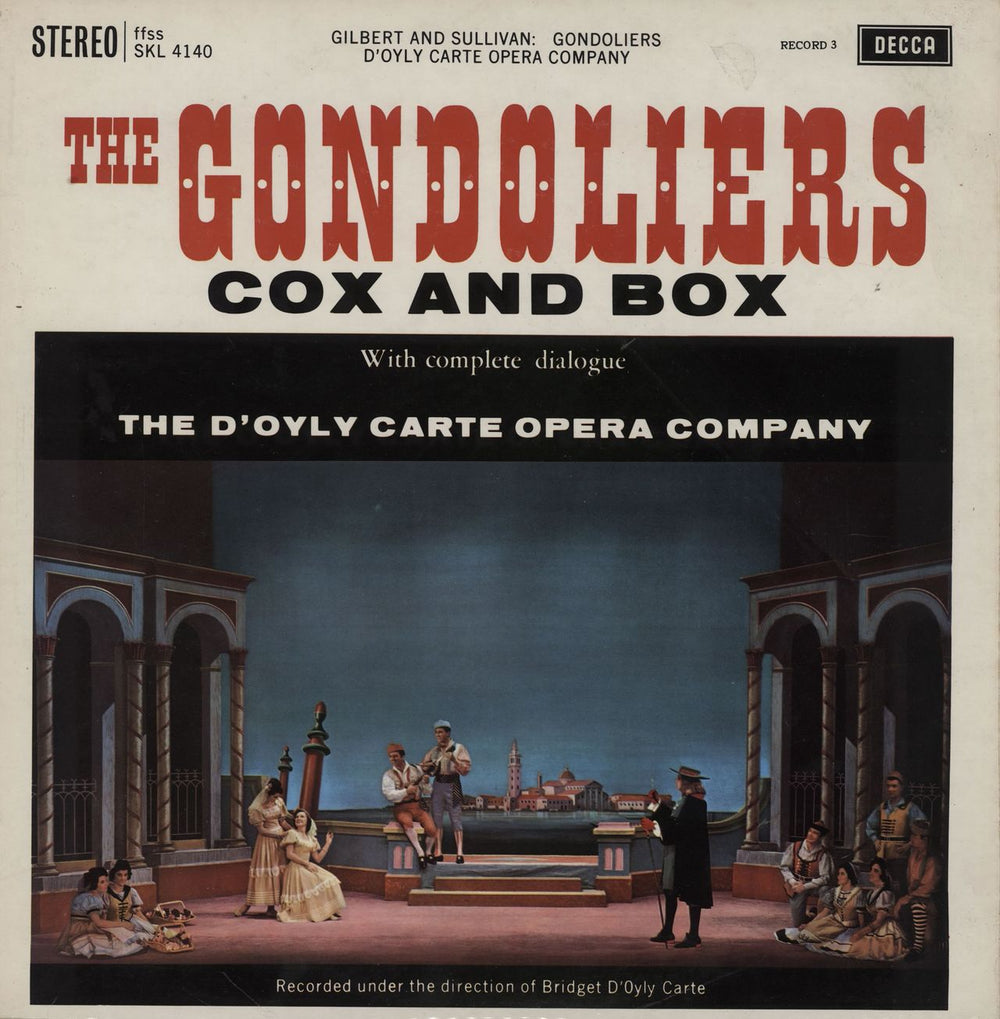 The D'Oyly Carte Opera Company The Gondoliers / Cox And Box UK 3-LP vinyl record set (Triple LP Album) 1971