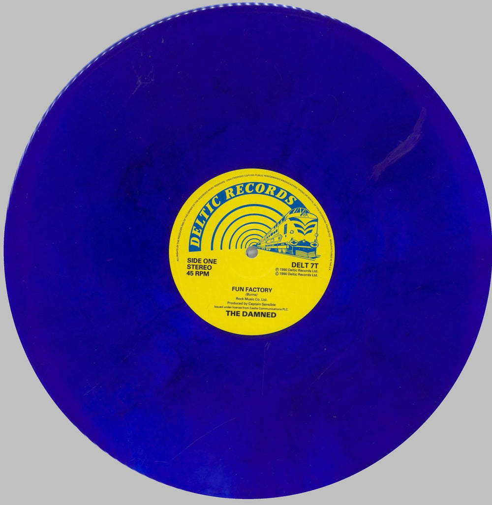 The Damned Fun Factory - Blue Vinyl UK 12" vinyl single (12 inch record / Maxi-single) DAM12FU828664