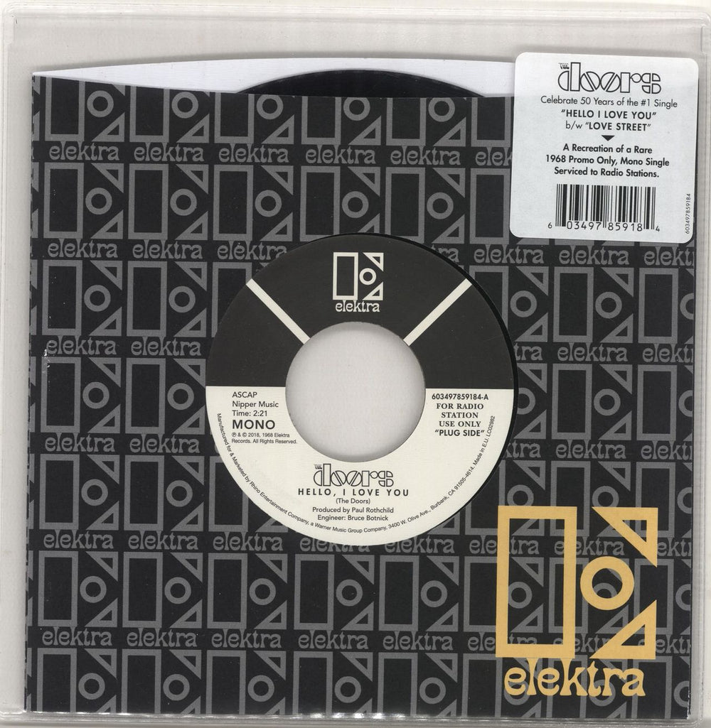 The Doors Hello, I Love You - 50th Anniversary UK 7" vinyl single (7 inch record / 45) 603497859184