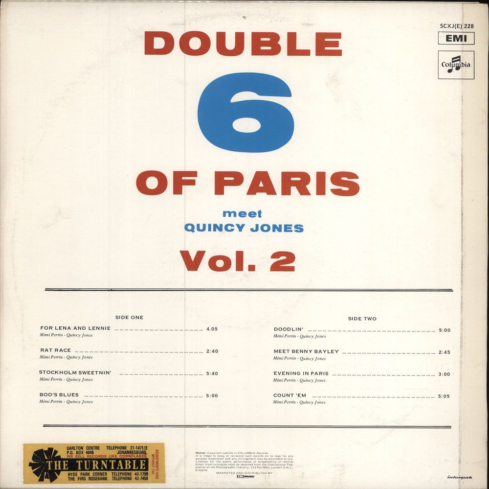 The Double Six Of Paris Double 6 Of Paris Meet Quincy Jones Vol. 2 South African vinyl LP album (LP record)