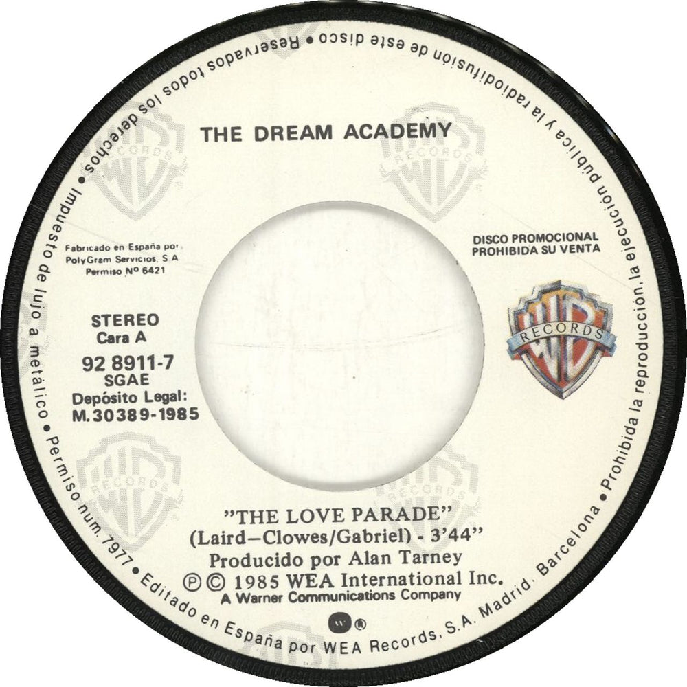 The Dream Academy The Love Parade Spanish 7" vinyl single (7 inch record / 45)