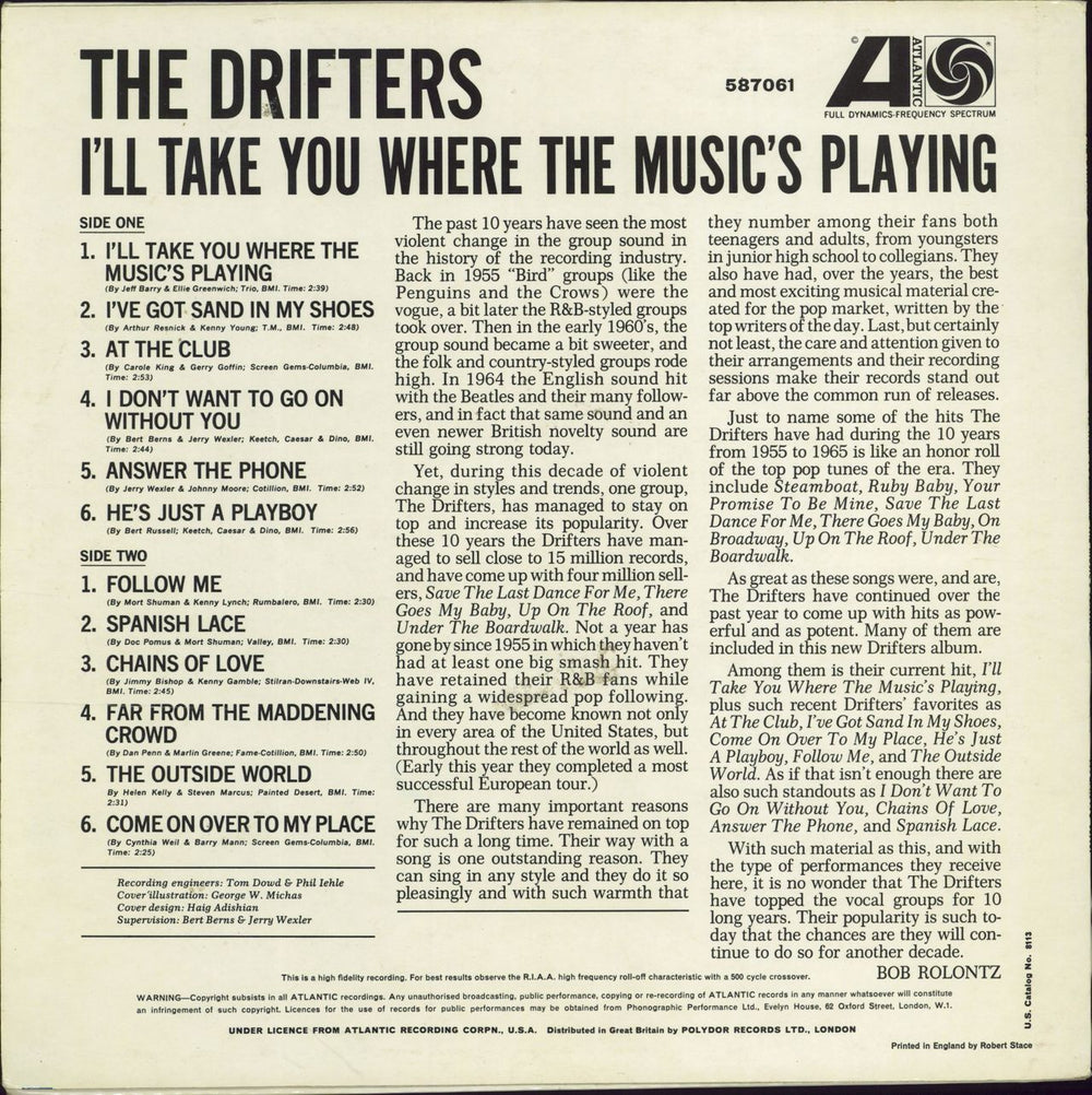 The Drifters I'll Take You Where The Music's Playing - Ex UK vinyl LP album (LP record)