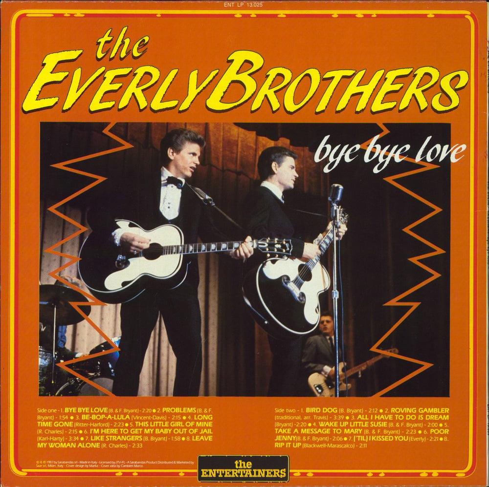 The Everly Brothers Bye Bye Love Italian vinyl LP album (LP record)