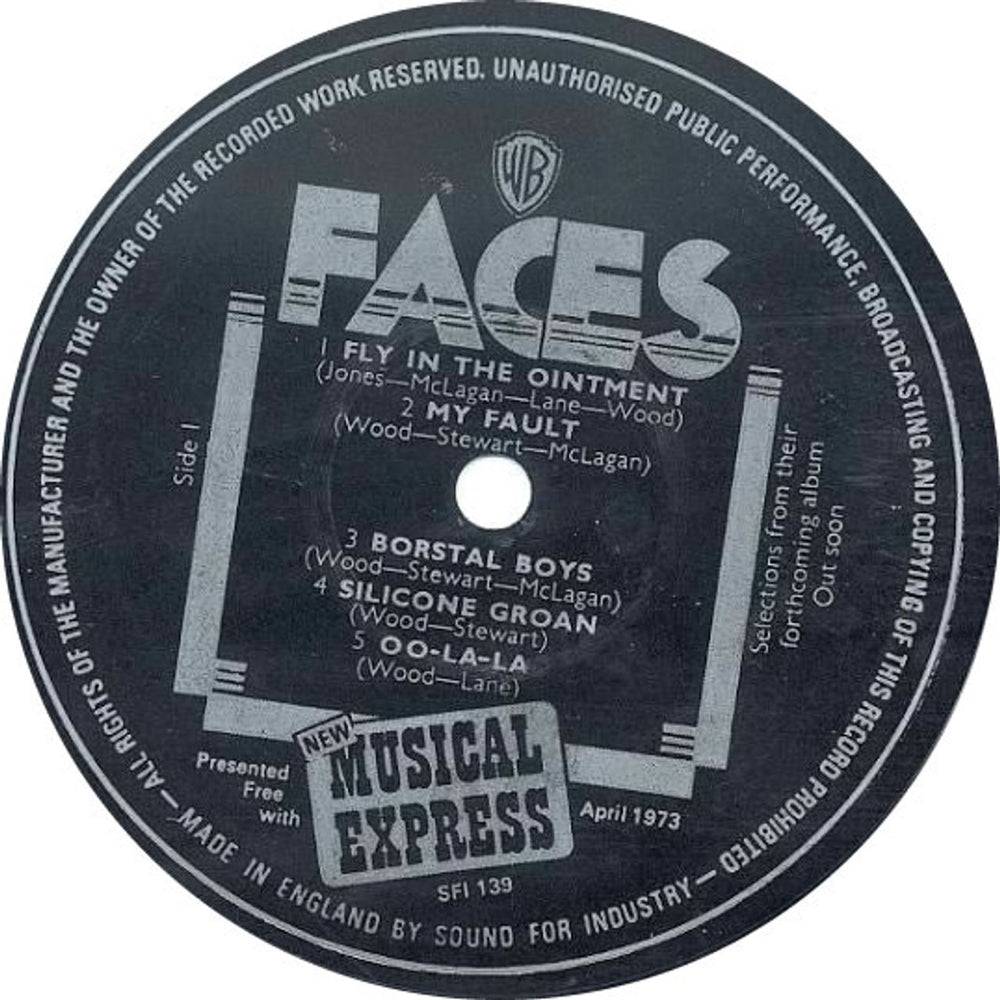 The Faces Selections From Their Forthcoming Album UK 7" vinyl single (7 inch record / 45) SFI139