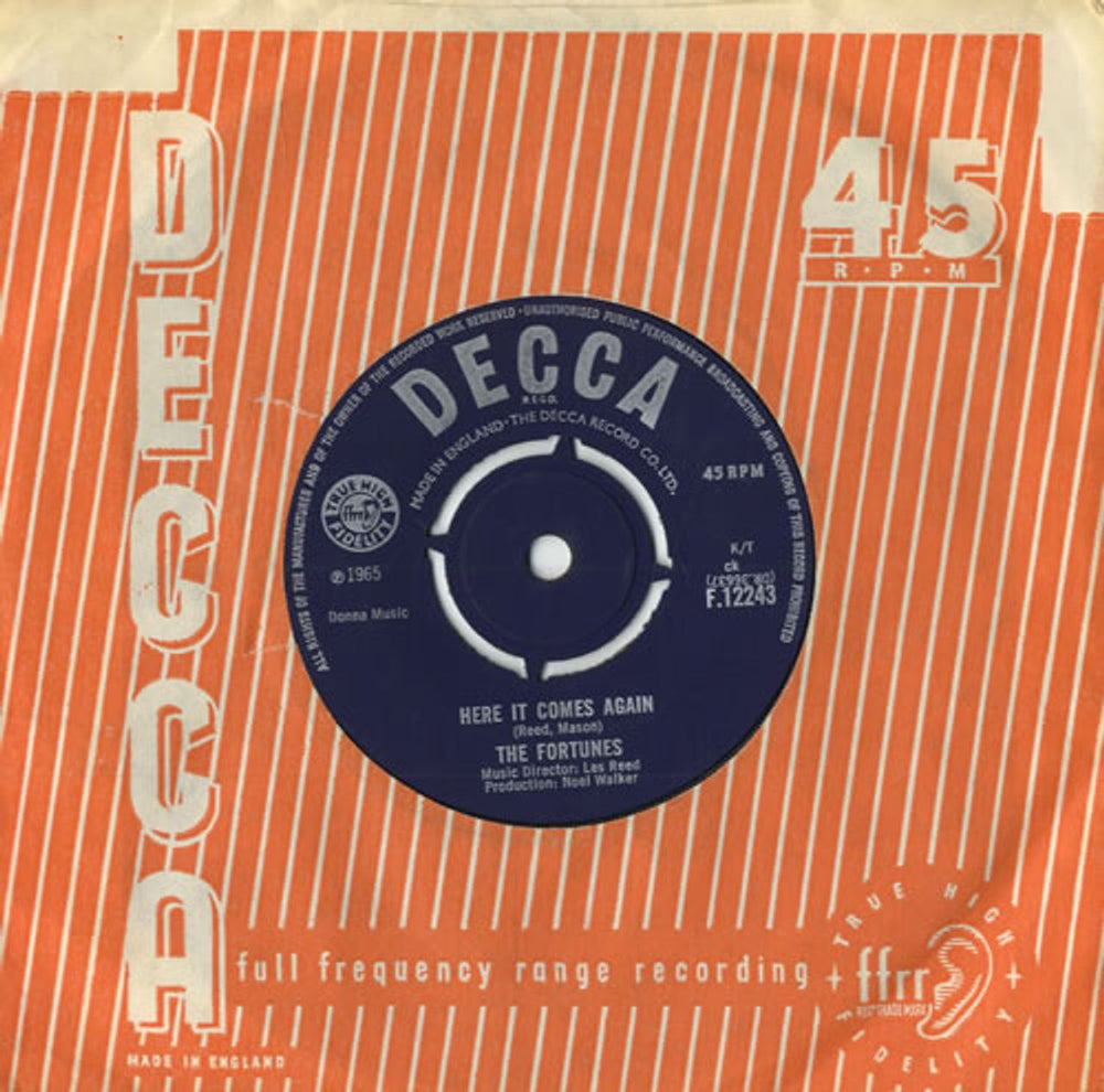 The Fortunes Here It Comes Again UK 7" vinyl single (7 inch record / 45) F.12243