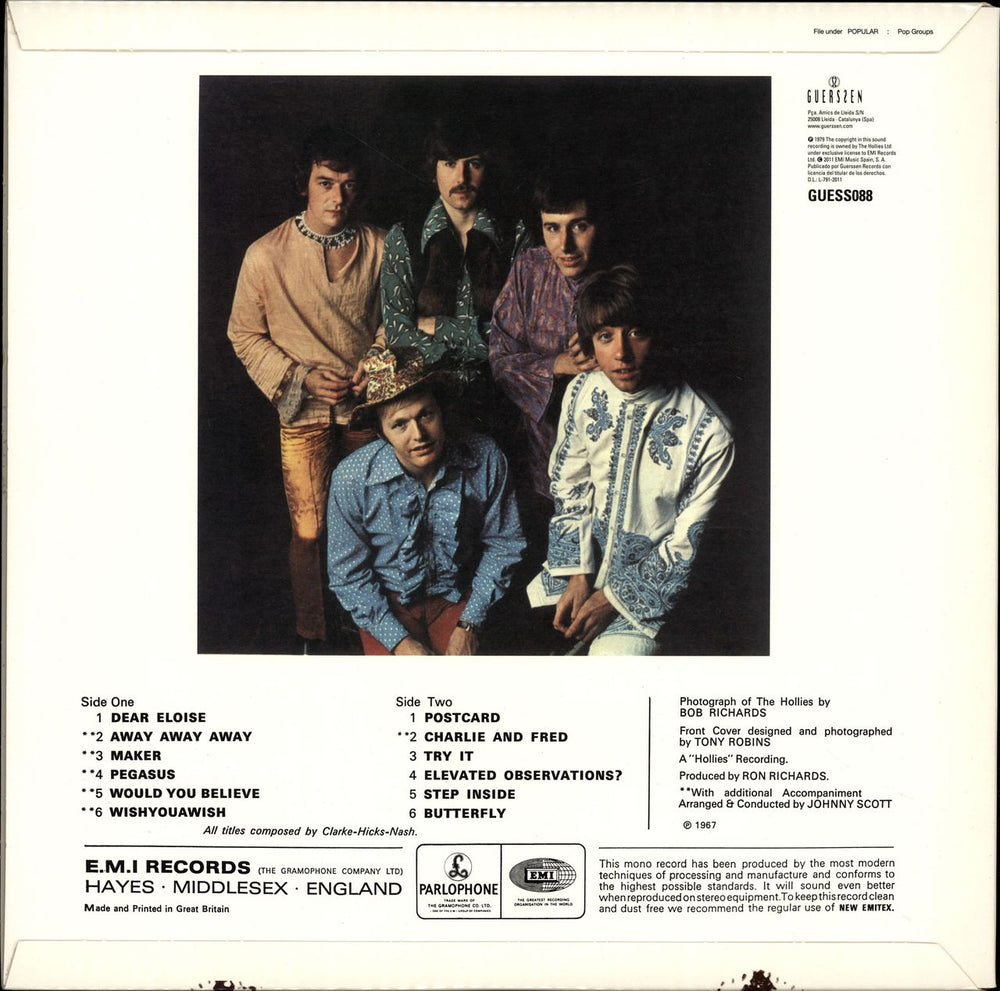 The Hollies Butterfly - 180 Gram Mono Edition Spanish vinyl LP album (LP record)