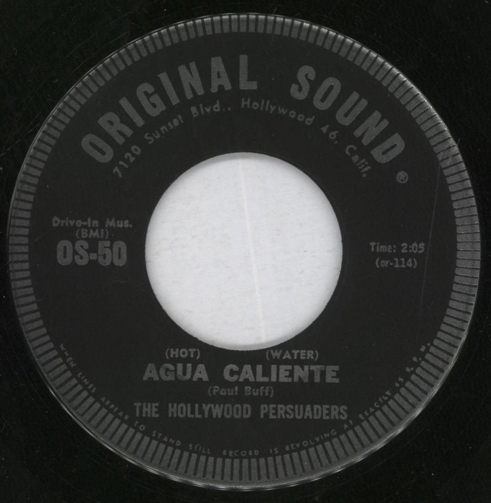 The Hollywood Persuaders Agua Caliente (Hot Water) US 7" vinyl single (7 inch record / 45) OS-50