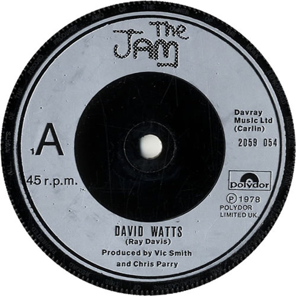 The Jam David Watts - P/S - Misprinted UK 7" vinyl single (7 inch record / 45) JAM07DA42574