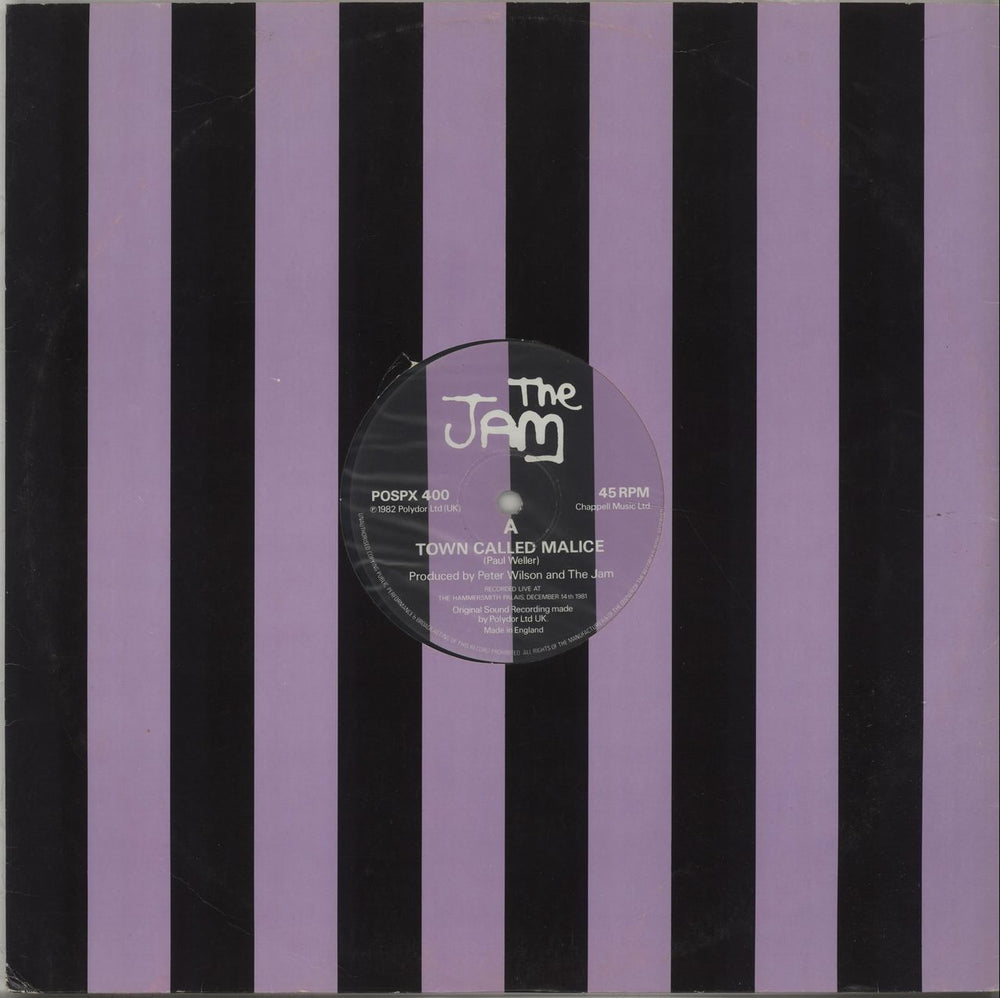 The Jam Town Called Malice - Live - EX UK 12" vinyl single (12 inch record / Maxi-single) POSPX400