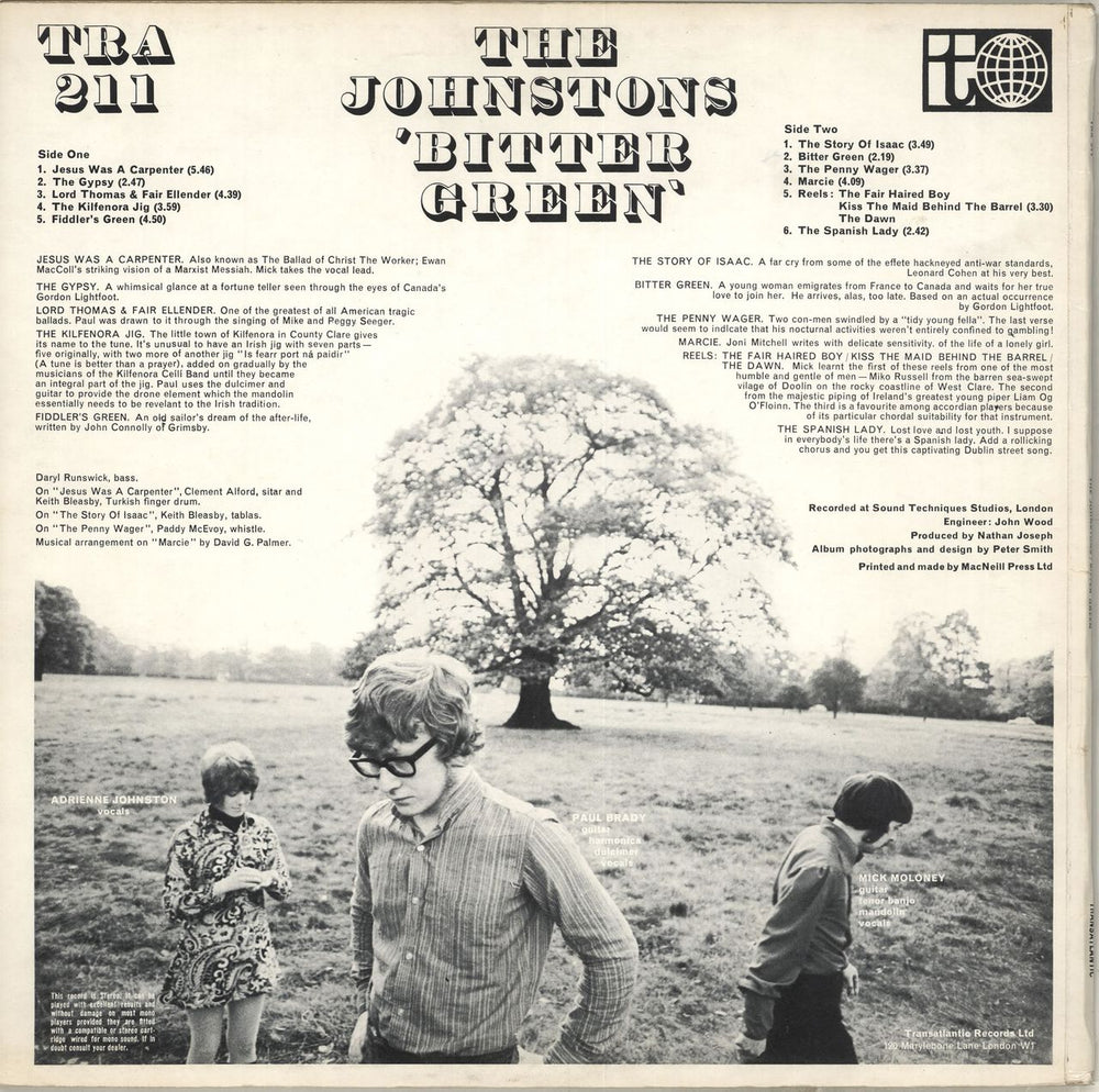 The Johnstons Bitter Green UK vinyl LP album (LP record)