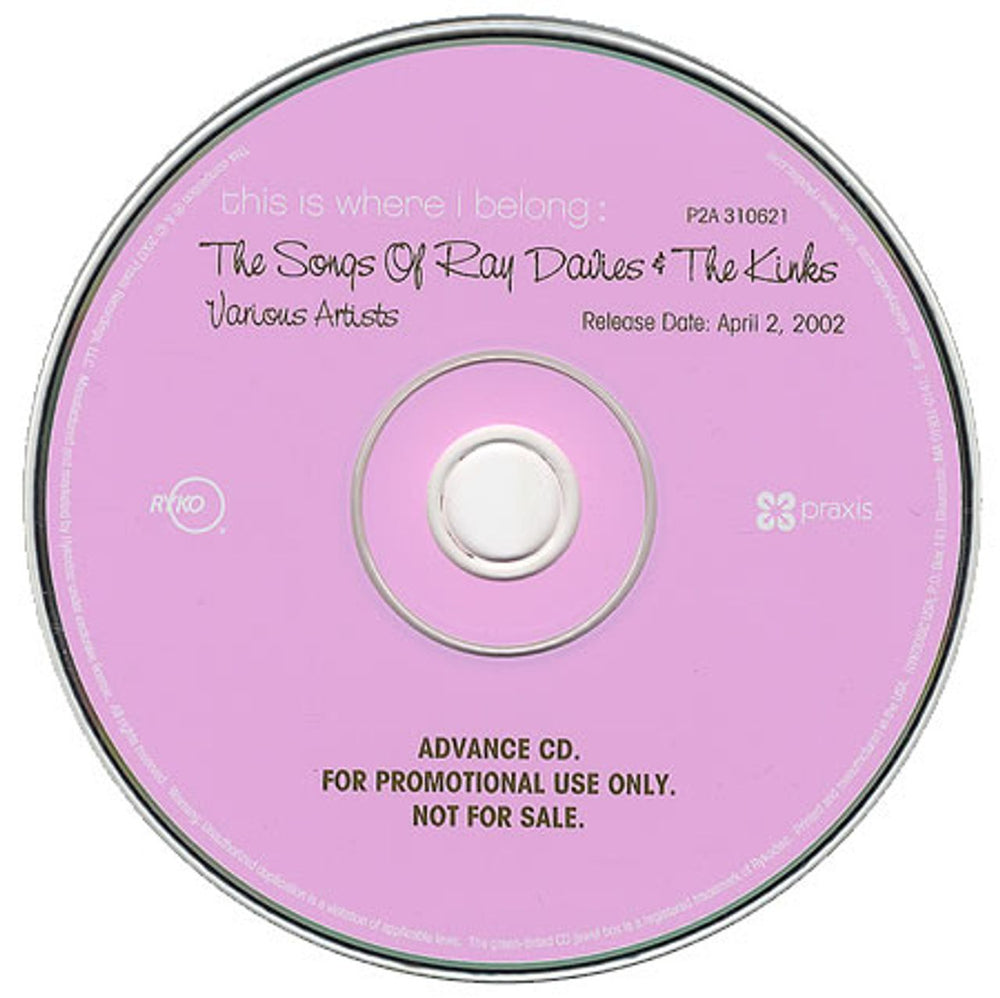 The Kinks This Is Where I Belong US Promo CD album (CDLP) KINCDTH213050