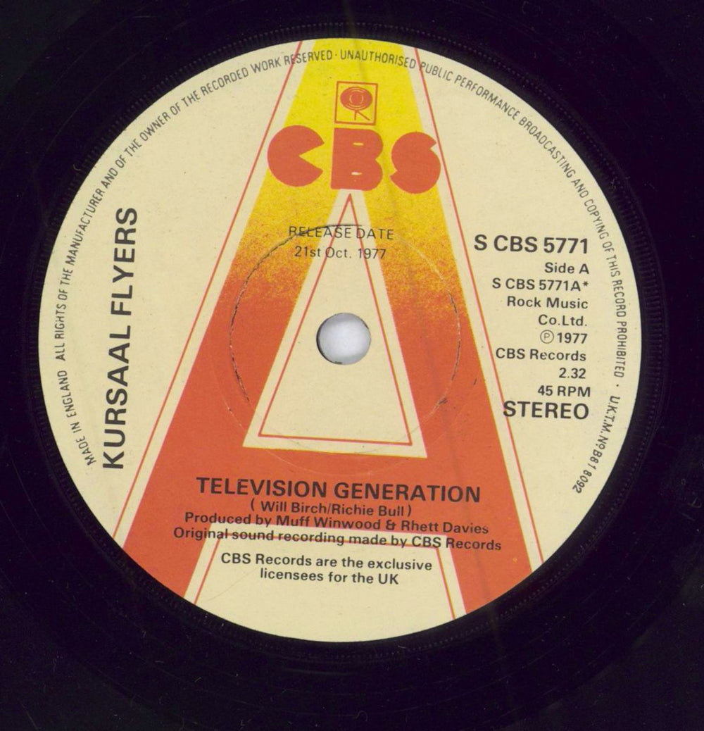 The Kursaal Flyers Television Generation UK Promo 7" vinyl single (7 inch record / 45)