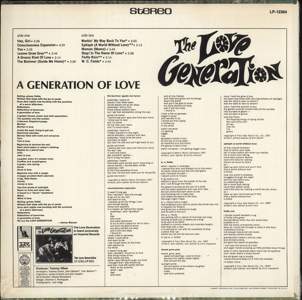 The Love Generation A Generation Of Love - Sealed US vinyl LP album (LP record)