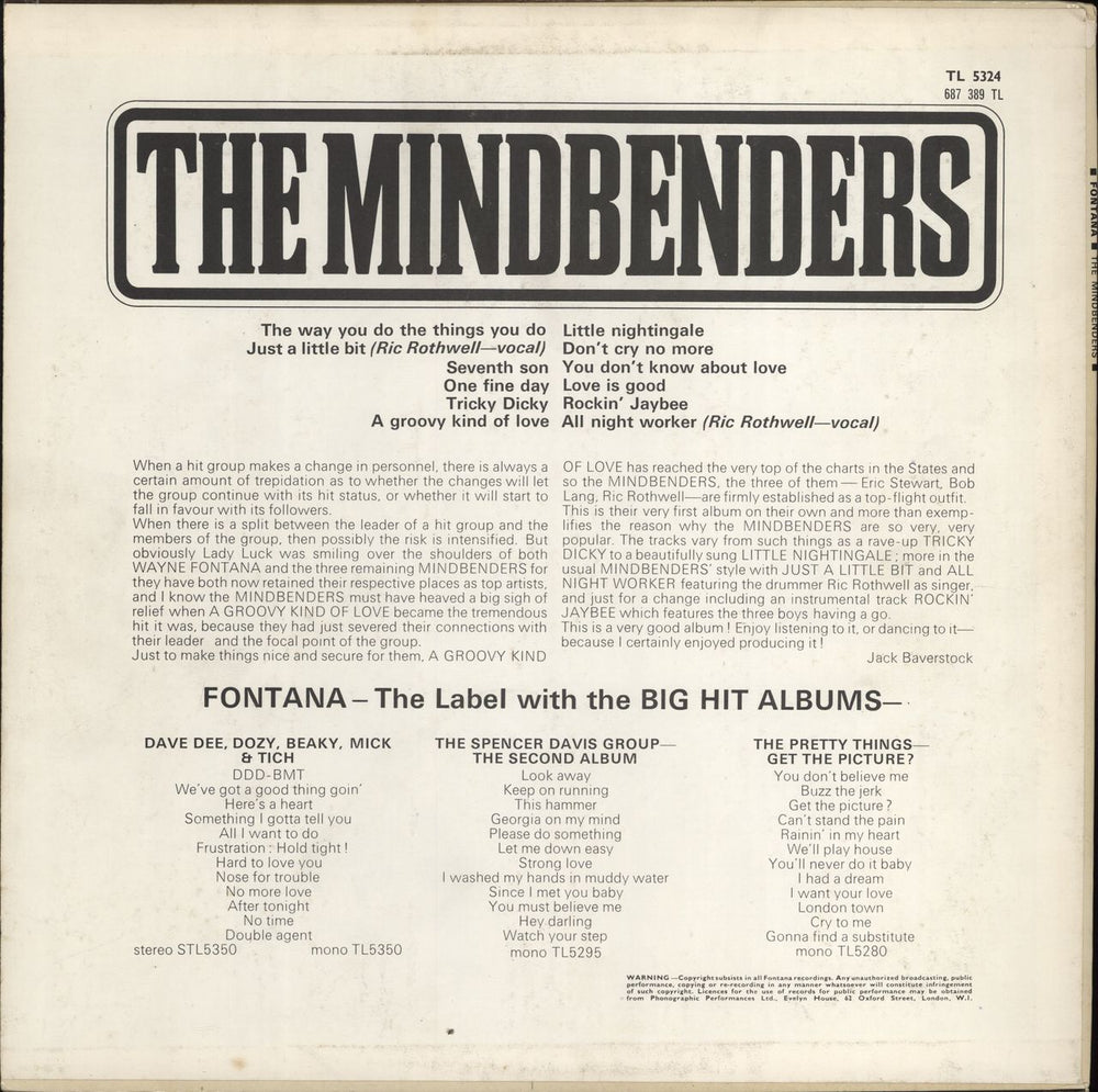 The Mindbenders The Mindbenders UK Vinyl LP — RareVinyl.com