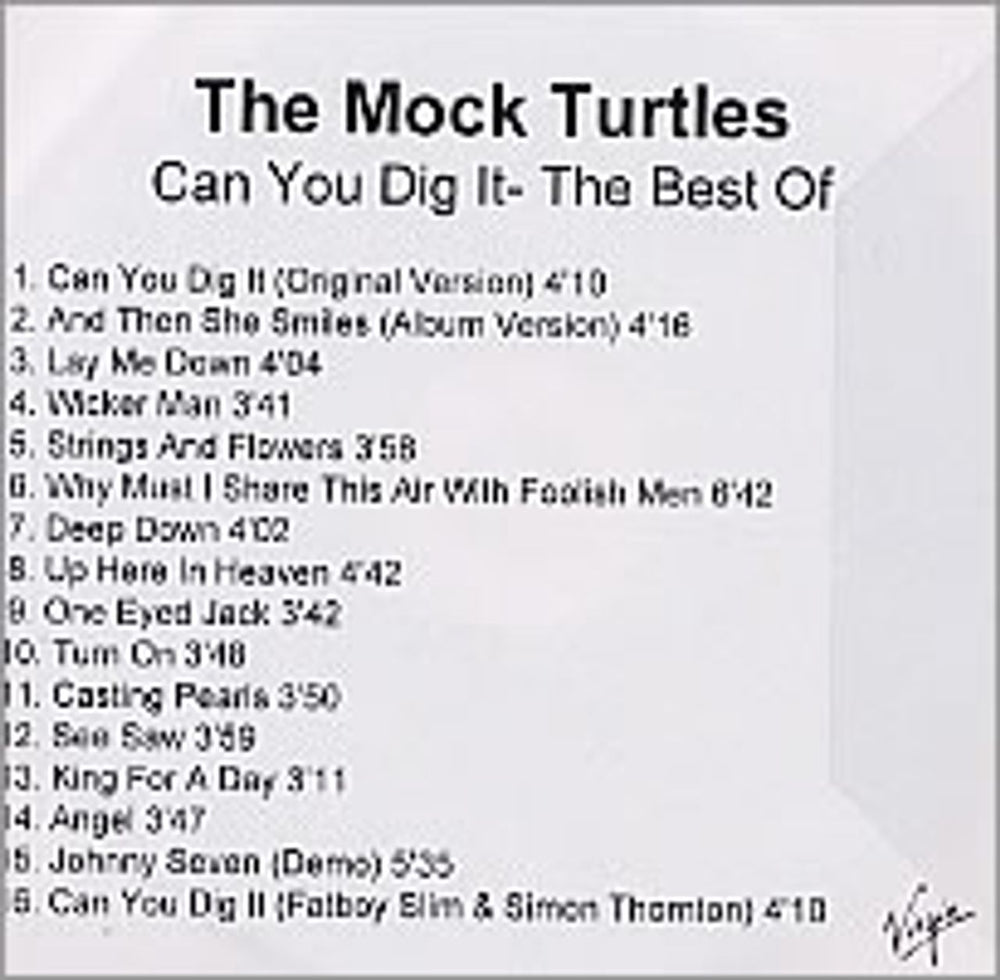 The Mock Turtles Can You Dig It - The Best Of UK Promo CD-R acetate CDR ACETATE