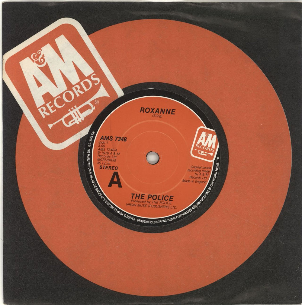 The Police Roxanne UK 7" vinyl single (7 inch record / 45) AMS7348