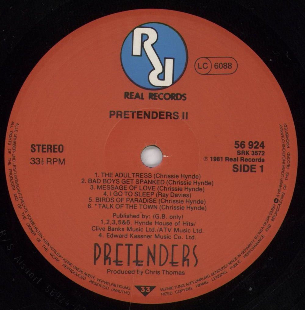 The Pretenders Pretenders II German vinyl LP album (LP record) PTNLPPR817315