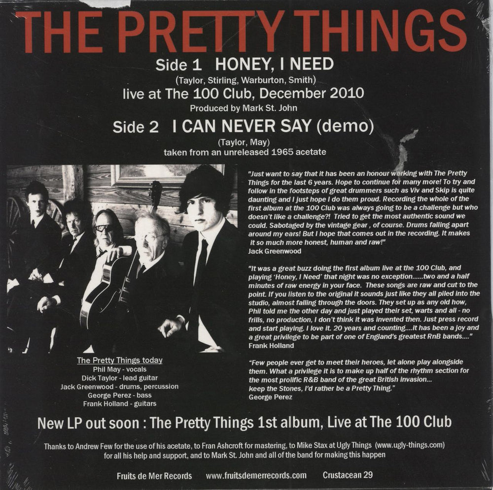 The Pretty Things Honey, I Need - Live - sealed UK 7" vinyl single (7 inch record / 45) PTH07HO764361